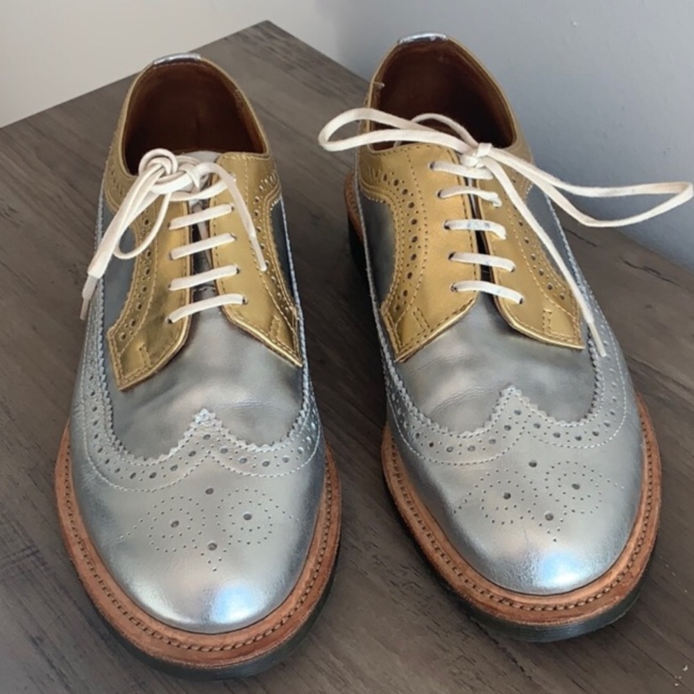 Dr Martens two tone metallic wingtip oxfords